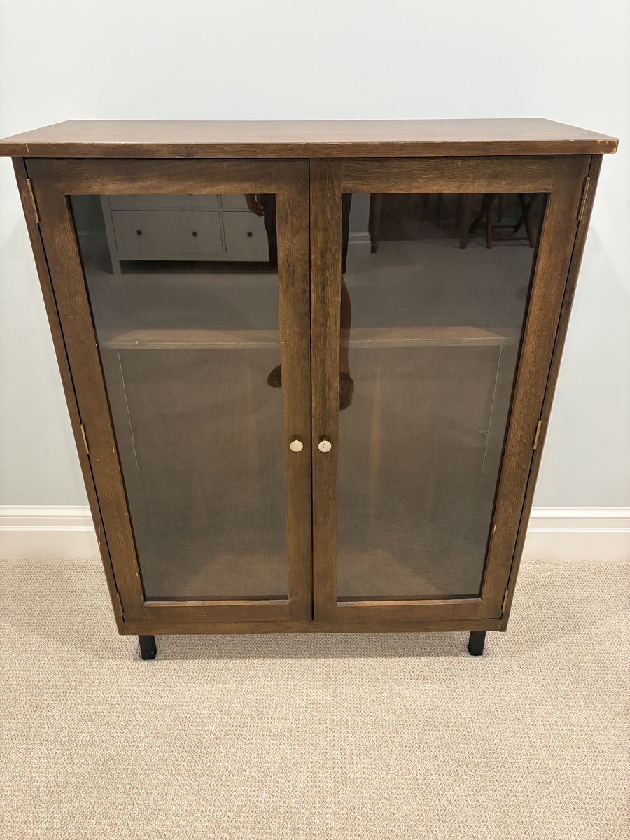 Two Wooden Cabinet with Glass Doors & Adjustable Shelves