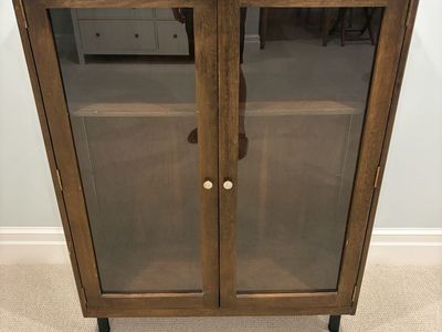 Two Wooden Cabinet with Glass Doors & Adjustable Shelves