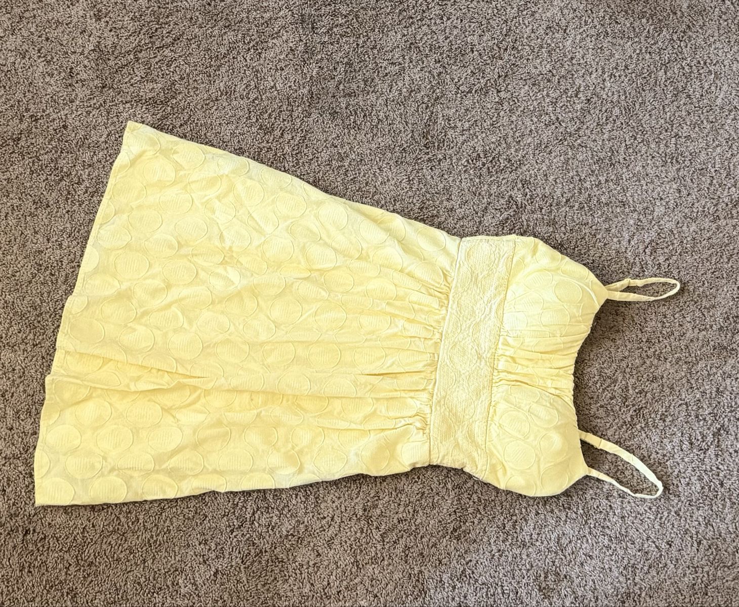 B. Smart Yellow Textured Circle Pattern Dress Size 8