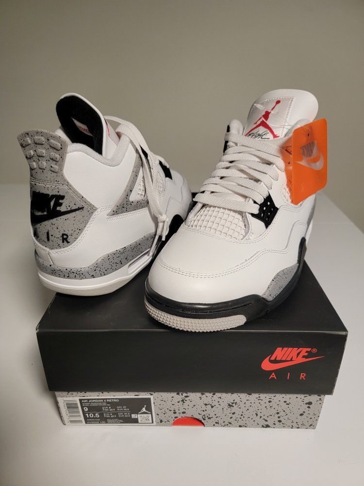 Air Jordan 4 Retro White Cement / Speckled Grey Sneakers Size US Men 9