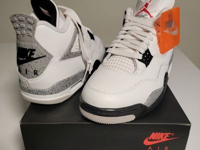 Air Jordan 4 Retro White Cement / Speckled Grey Sneakers Size US Men 9