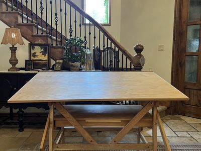 Vintage Solid-Wood Adjustable Drafting & Art Table with Drawer