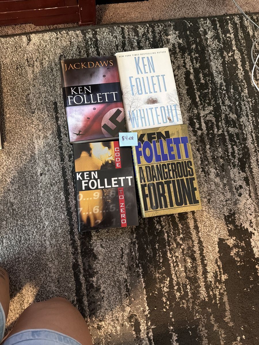 Ken Follett Novel Collection: Jackdaws, Whiteout, A Dangerous Fortune, Code to Zero (4 Books)