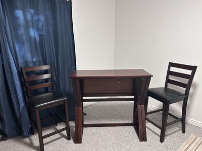 Dark Wood Bar Height Dining Table and 2 Stools Set - Compact & Stylish