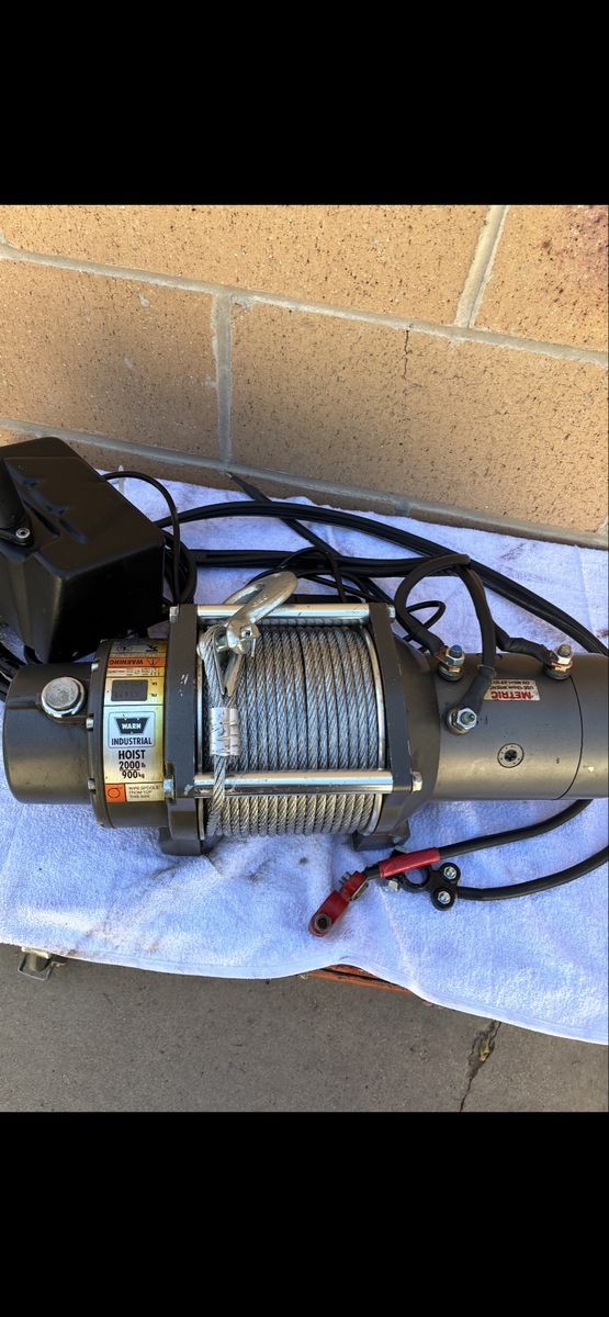 Warn Industrial Hoist 2000 lbs Electric Winch with Wired Remote and Cables