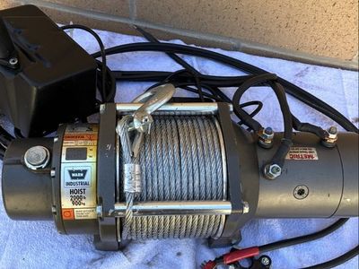 Warn Industrial Hoist 2000 lbs Electric Winch with Wired Remote and Cables