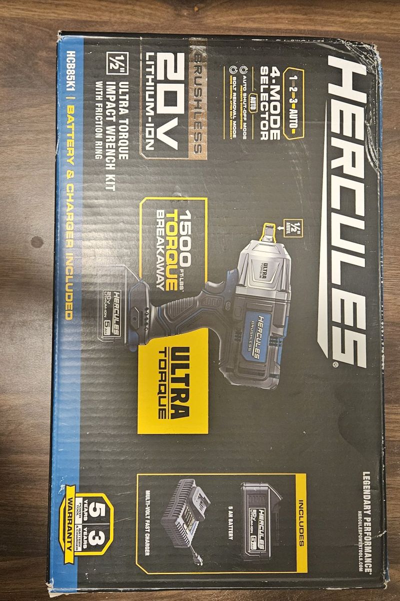 Hercules Ultra Torque 20V ½" Impact Wrench kit with battery/charger