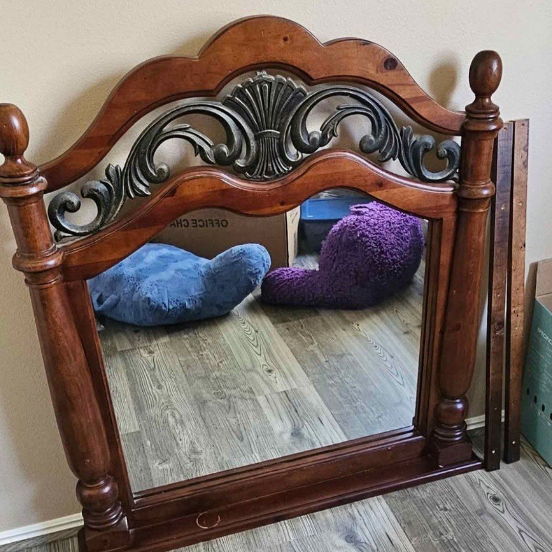 Solid Hardwood Dresser Mirror with Support