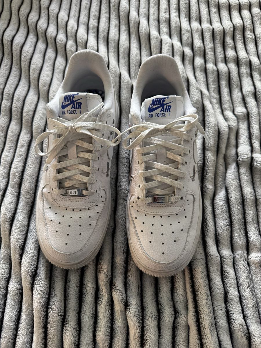 Nike Air Force 1 Low White/Royal Blue Custom Stitched Sneakers Women’s Size 6