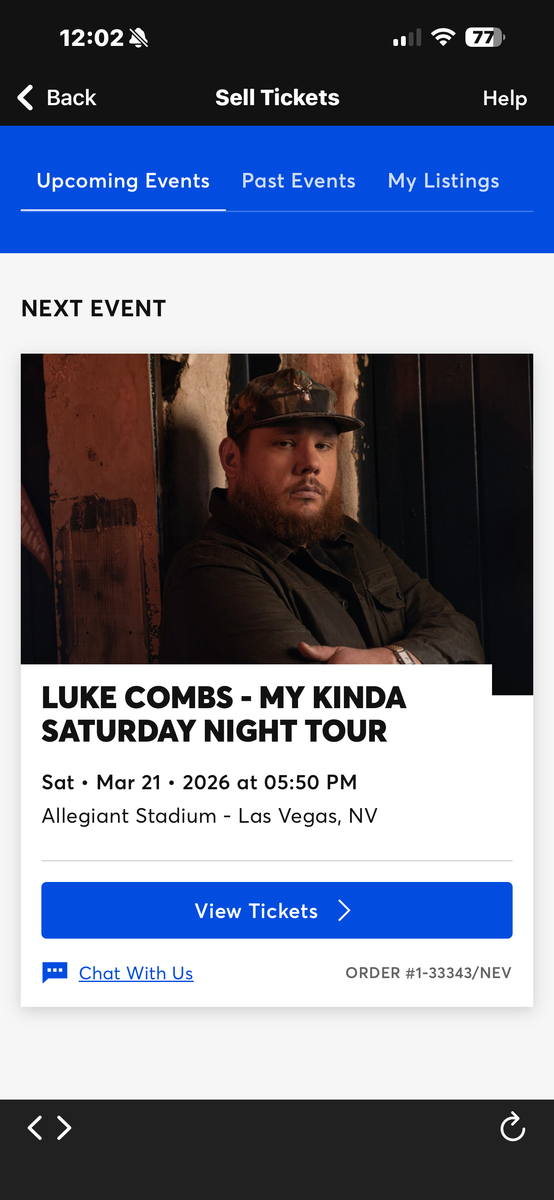 Luke Combs - Las Vegas Alligent Stadium Sat Mar 21 (3 tickets)