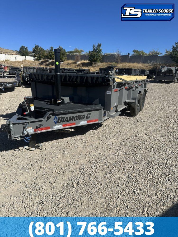 7x16 Diamond C LPT 207 Dump Trailer - 24" Sides - 15.5K GVWR - 14 Ply Tires, Board Brackets, Long Arm Tarp