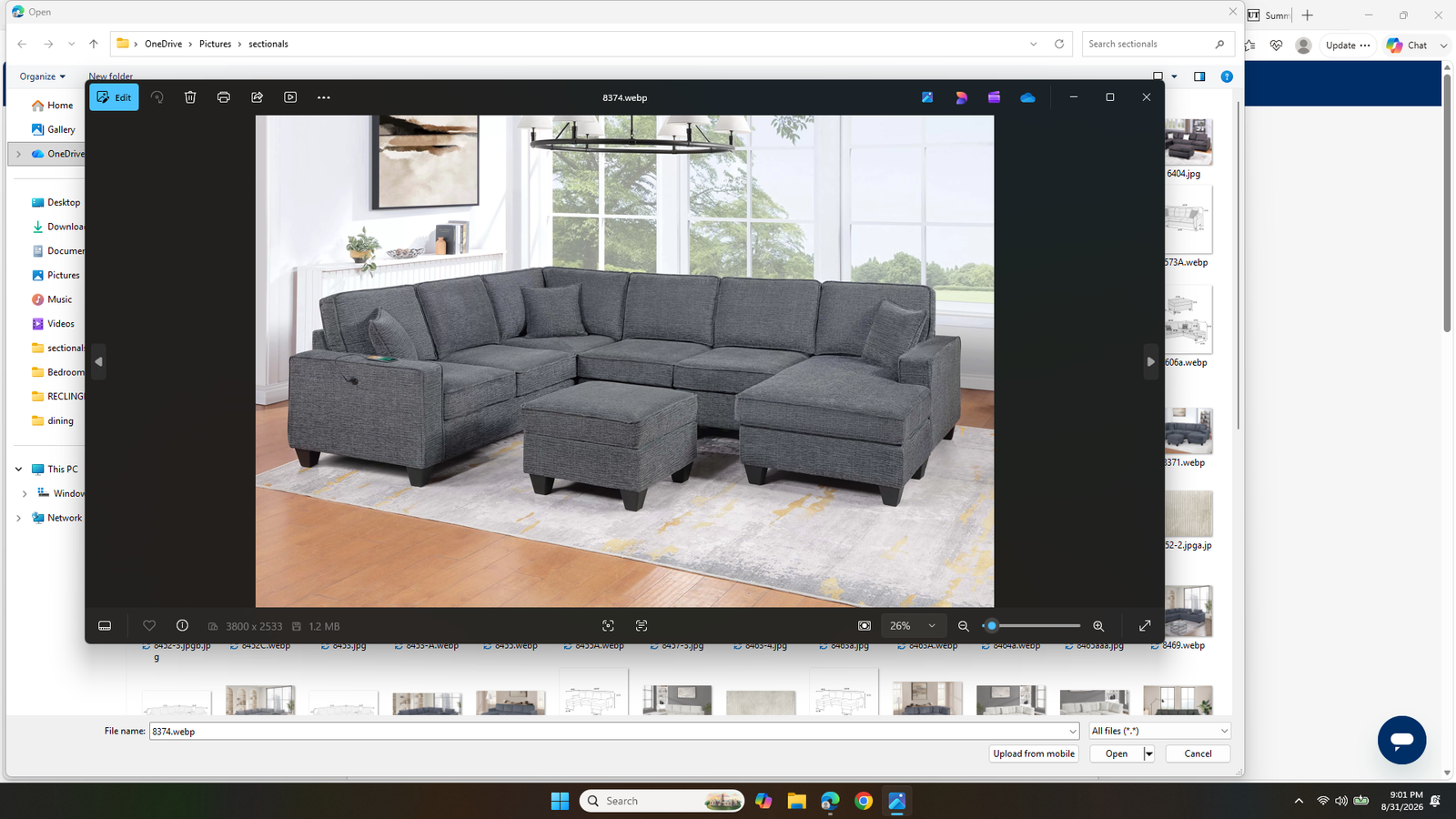 NEW SOFA-SECTIONAL with OTTOMAN and PILLOWS - NEW IN BOX