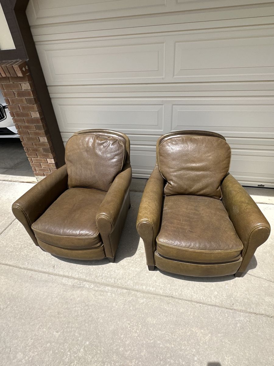 Pair of Lee Industries Leather Armchairs