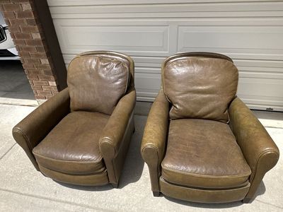Pair of Lee Industries Leather Armchairs