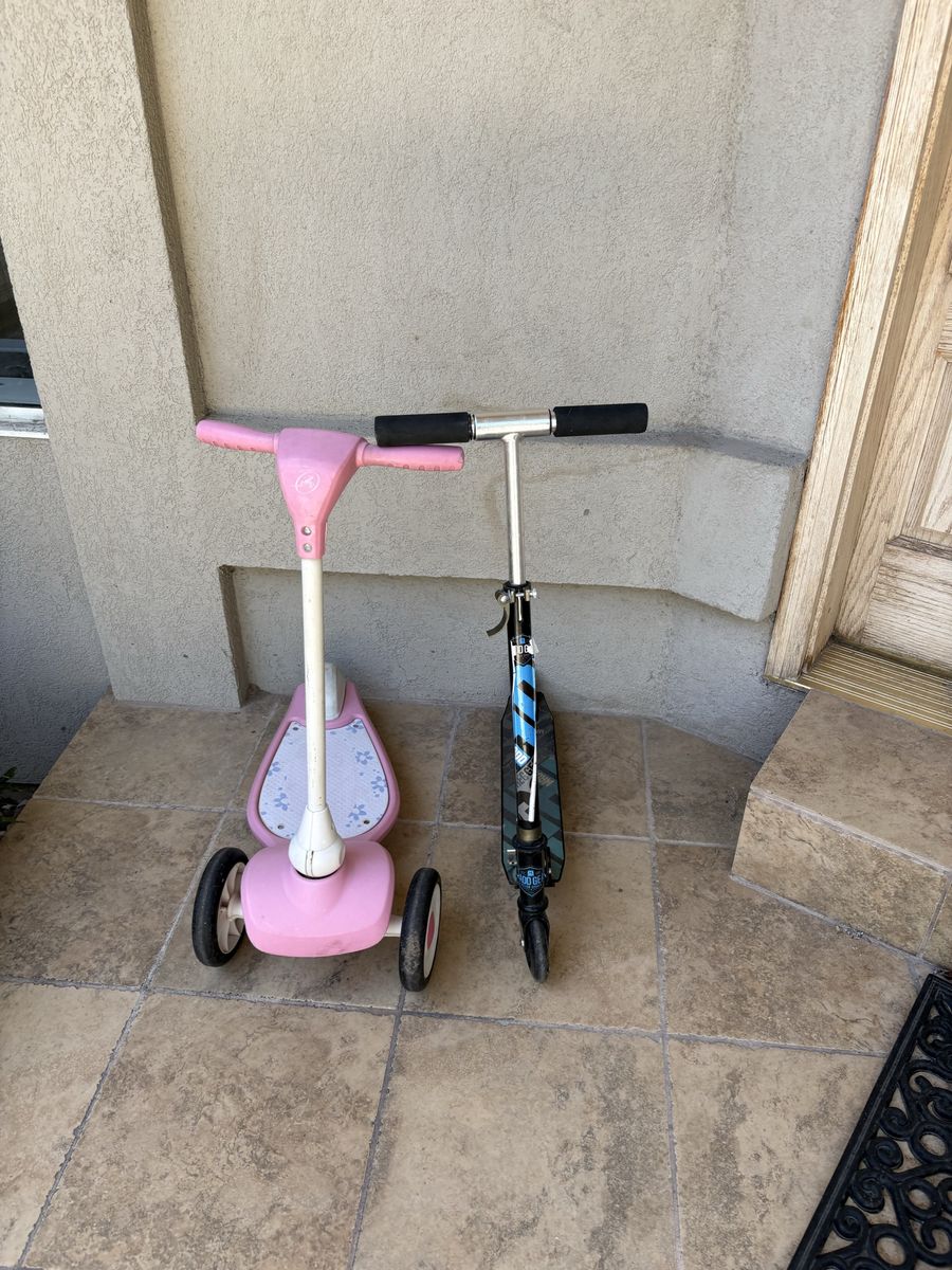 Kids' Scooters - Pink 3-Wheel & Black 2-Wheel Kick Scooters - Good Condition
