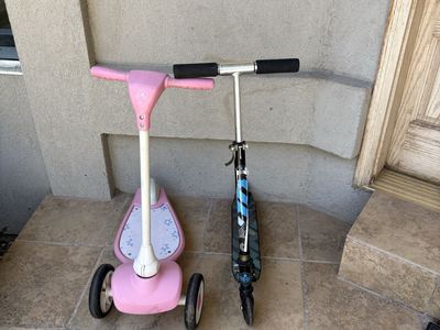 Kids' Scooters - Pink 3-Wheel & Black 2-Wheel Kick Scooters - Good Condition