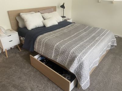 IKEA MALM Queen Storage Bed Frame – Oak Veneer – Excellent Condition