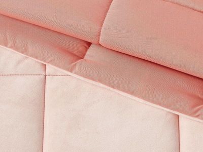 Coral pink reverse windowpane twin comforter with pillowcase