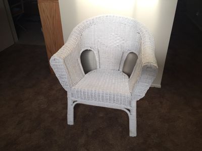 White Wicker Armchair with Rounded Back