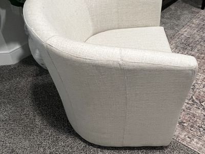 Pottery Barn Hayden Swivel Armchair in Cream Upholstery