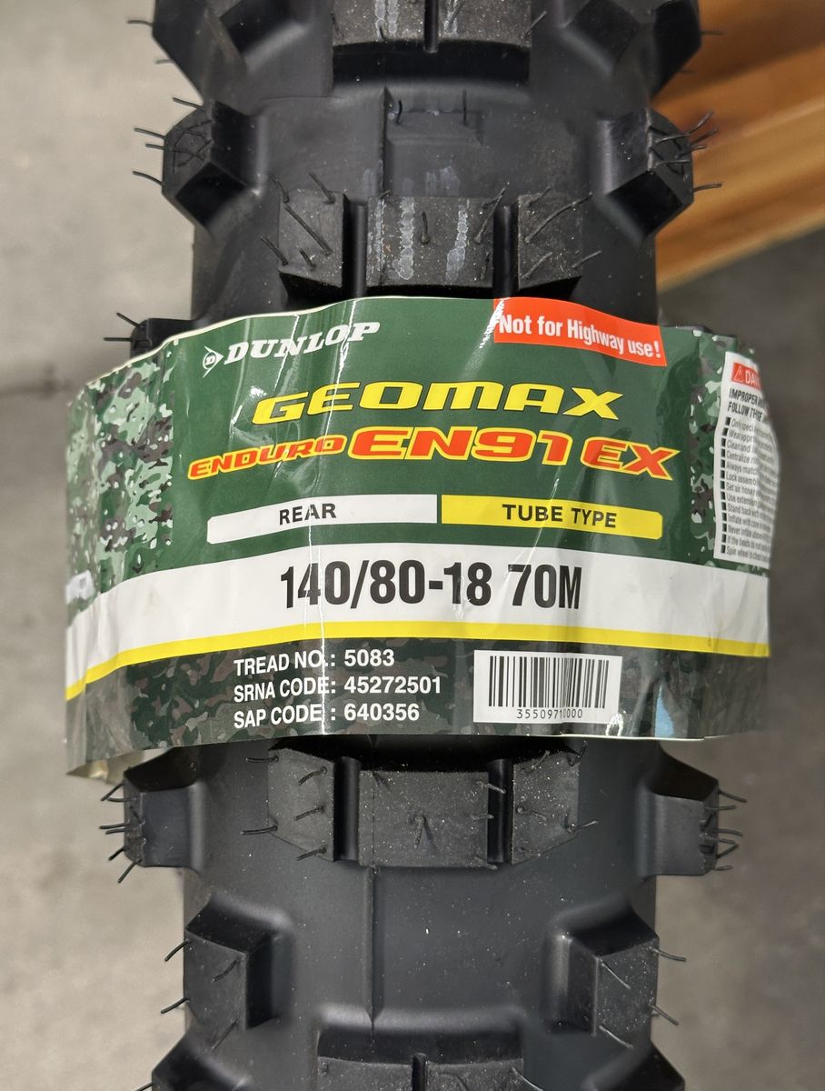 New Dunlop EN91EX Hard Enduro Tire 140/80-18