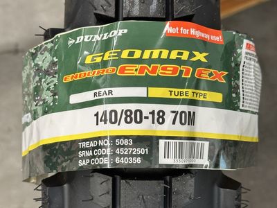 New Dunlop EN91EX Hard Enduro Tire 140/80-18