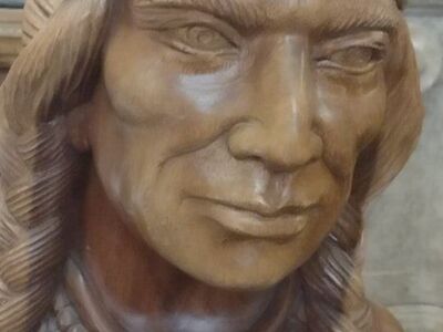 American Indian hand carved wooden bust
In great c