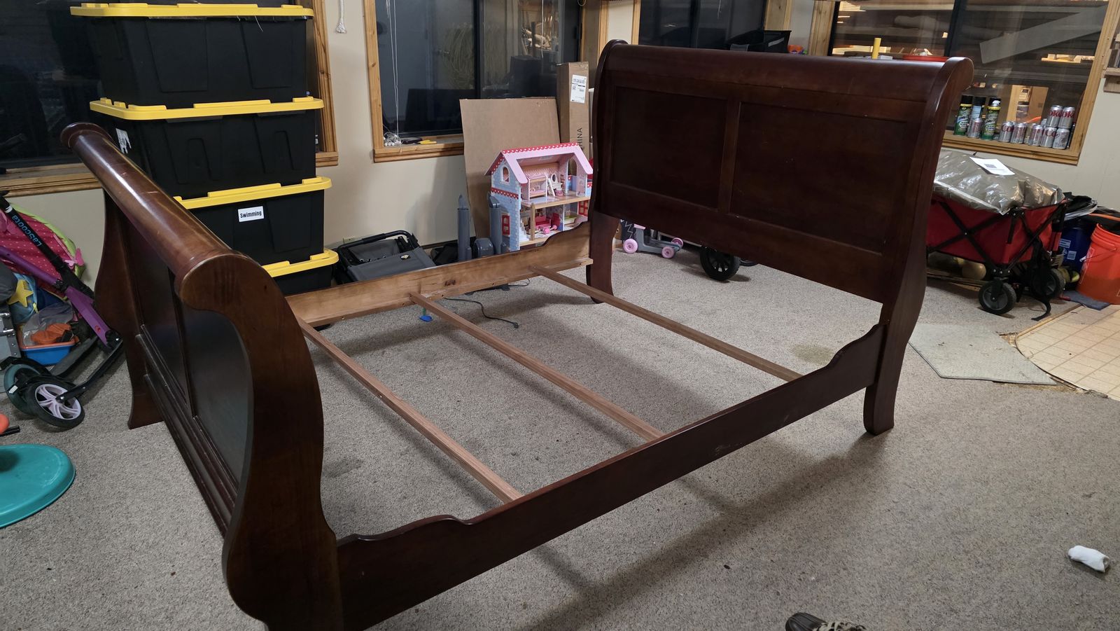 Cherry Solid Wood Sleigh Bed Frame