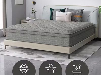 King Medium Hybrid Euro Top Support and Breathable Cooling Gel Memory Foam 14 in