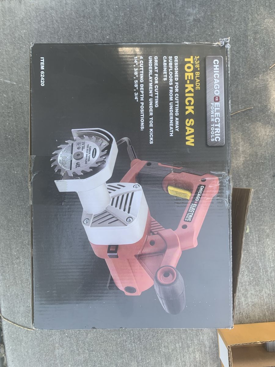 Chicago Electric 3-3/8" Blade Toe-Kick Saw - Underlayment & Subfloor Cutting Tool Item 62420