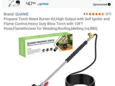 QUANIE Propane Torch Weed Burner Kit with 10FT Hose & Self Igniter - Heavy Duty Flamethrower for Weeding