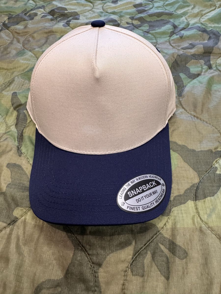 Trucker Hat Flat Brim Khaki/Navy - Blank, NWT