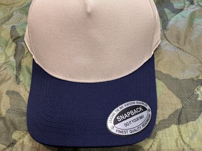 Trucker Hat Flat Brim Khaki/Navy - Blank, NWT