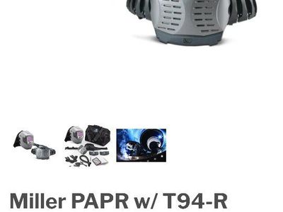 miller supplied air pappr with welding hood and clear face shield