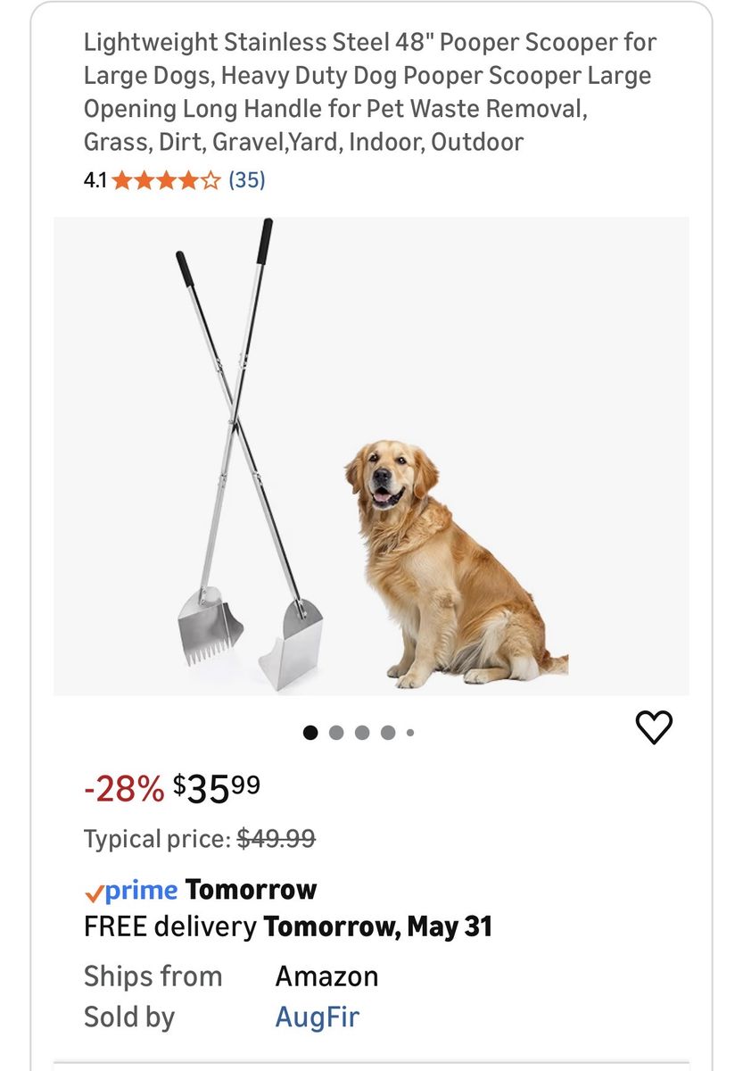 48" Stainless Steel Heavy-Duty Pooper Scooper