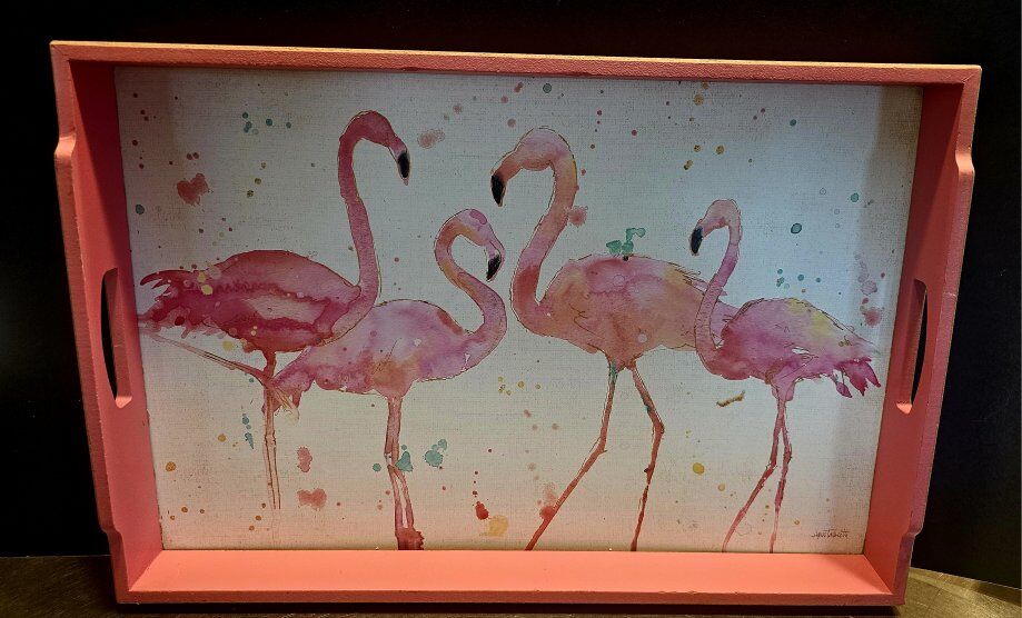 Vntg. (NEW) ANNE TAVOLETTI 'FLAMINGO FEVER' TRAY