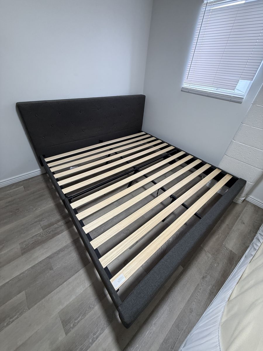 Upholstered king platform bed frame for sale - NEED GONE ASAP