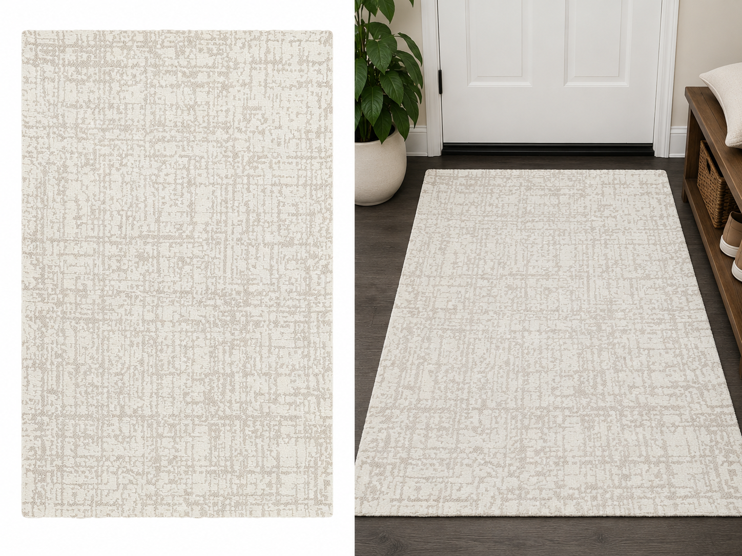 NEW Calvin Klein Cream Accent Area Rug 3'9"x2'6" – Modern Flatwoven Rug