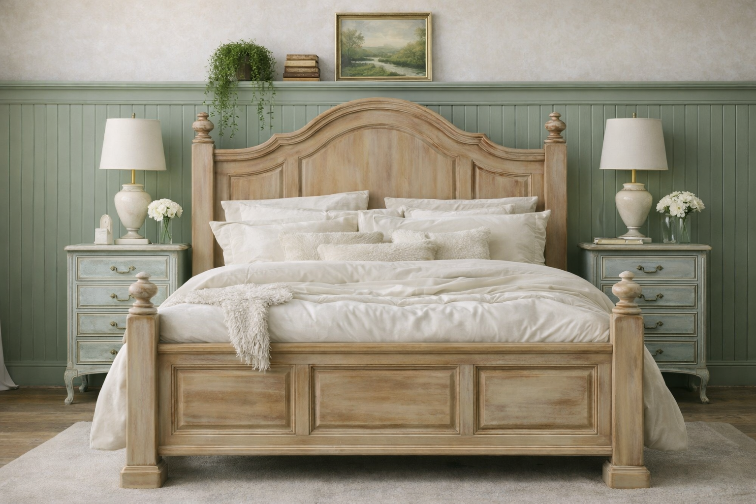 TALL Weathered Wood King Size Bed Frame Cottagecore Farmhouse French Country Western Shabby Chic