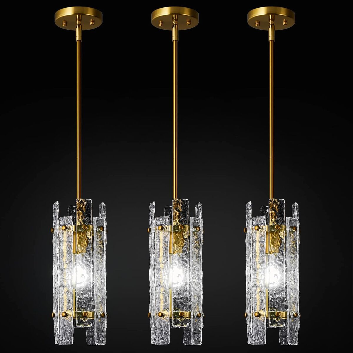 Modern Crystal Pendant Lighting Gold Pendant Lights Mini Glass Chandeliers, Adjustable Pendant Light