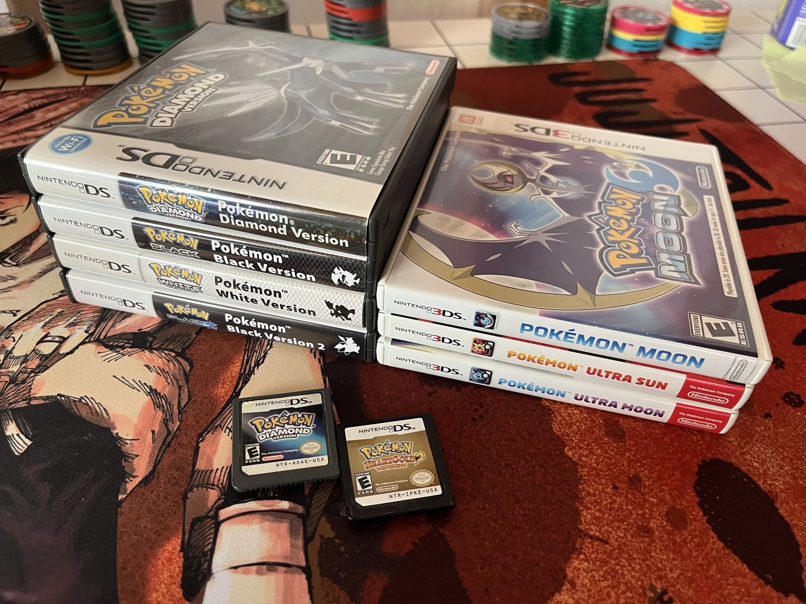 Nintendo DS & 3DS Pokemon Game Lot: Diamond, Black 1 & 2, White, Moon, Ultra Sun & Moon - CIB & Loose
