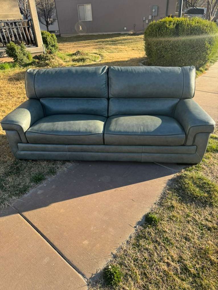 Teal Leather Couch (Great Condition)