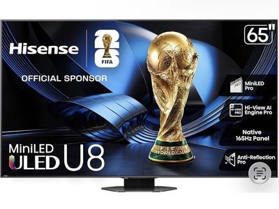 Hisense 65" Class U8 Mini-LED ULED 4K UHD Google Smart TV (65U8QG, 2025 Model) - QLED