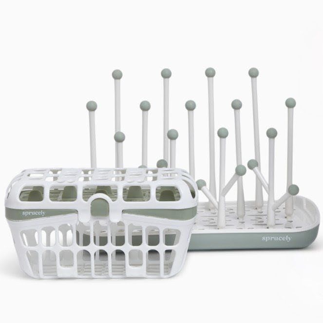 Sprucely Bottle Drying Rack + Dishwasher Basket