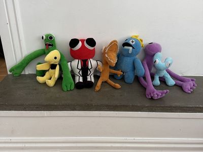 Rainbow Friends Plush Toys Lot of 7 - Blue, Green, Red, Purple, Orange, Yellow & Cyan Plushies