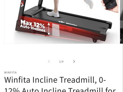 NEW Winfita Incline Treadmill - 0-12% Auto Incline, 300 lbs Capacity, Bluetooth, App Control, 14.2" LED Screen