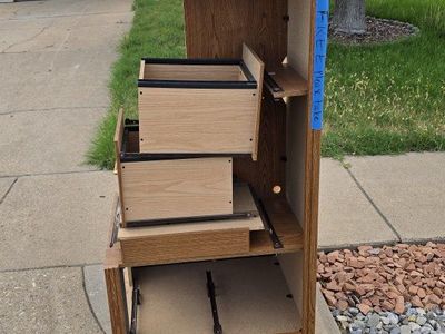Used Wood Grain File Cabinet - Two Drawer, Functional Storage Solution