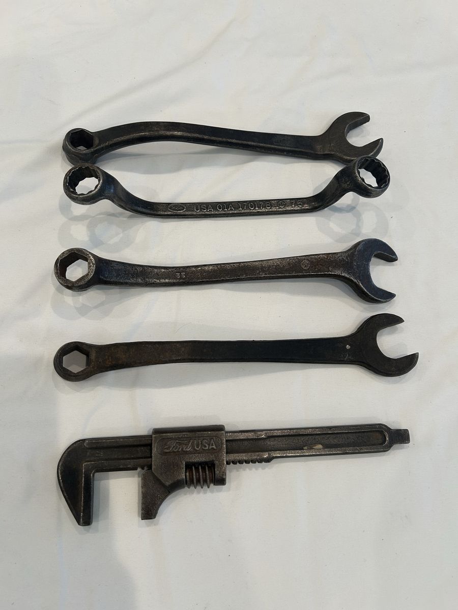 Vintage Ford USA Wrench Set - Antique Adjustable & Open-End Wrenches - Collectible Tools
