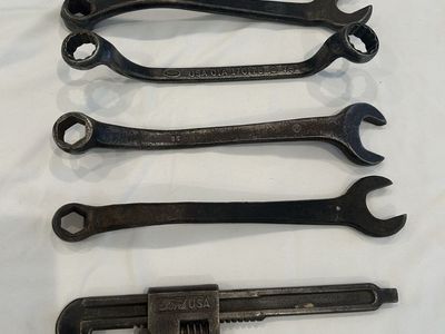 Vintage Ford USA Wrench Set - Antique Adjustable & Open-End Wrenches - Collectible Tools