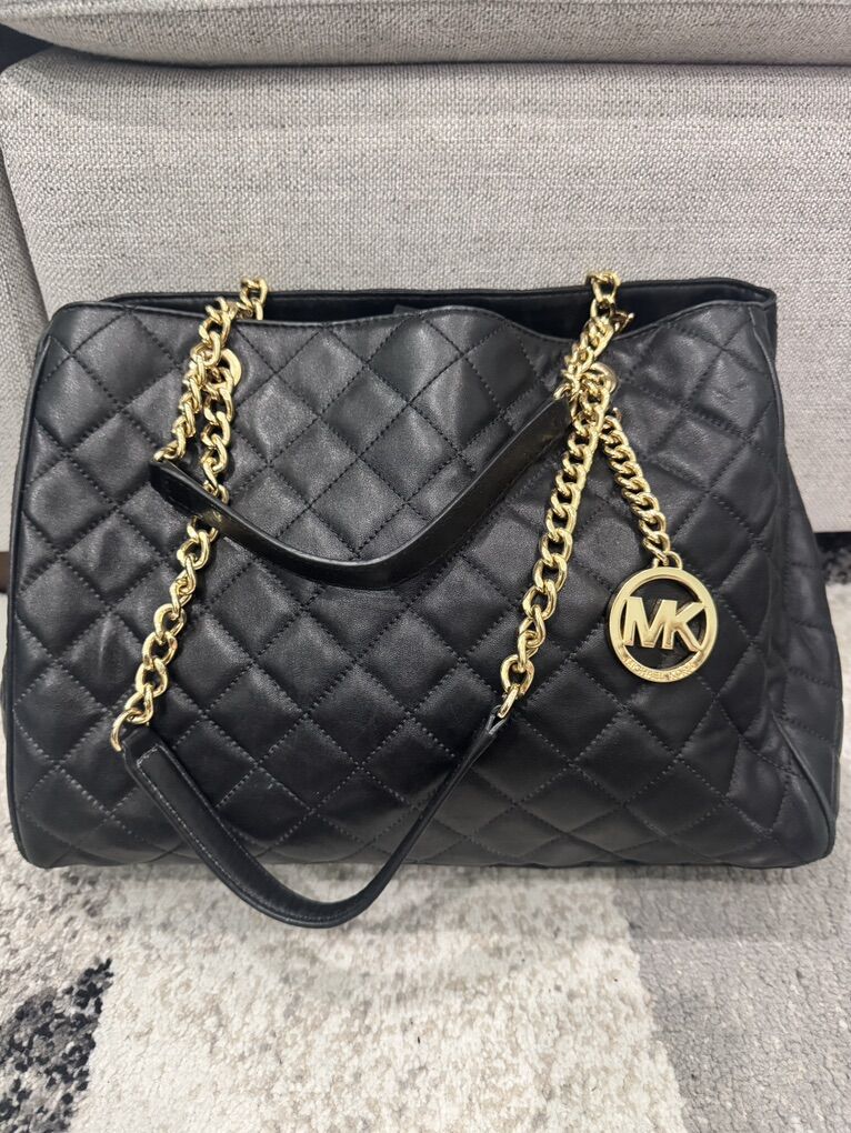 Michael Kors Quilted Medium Black Leather Handbag